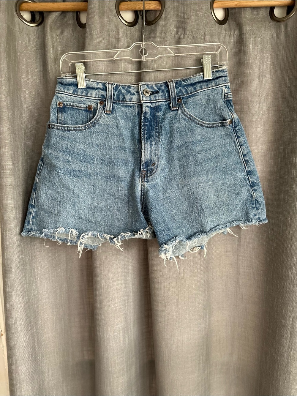 Abercrombie & Fitch The Dad Short High Rise Denim Shorts Blue Waist 27